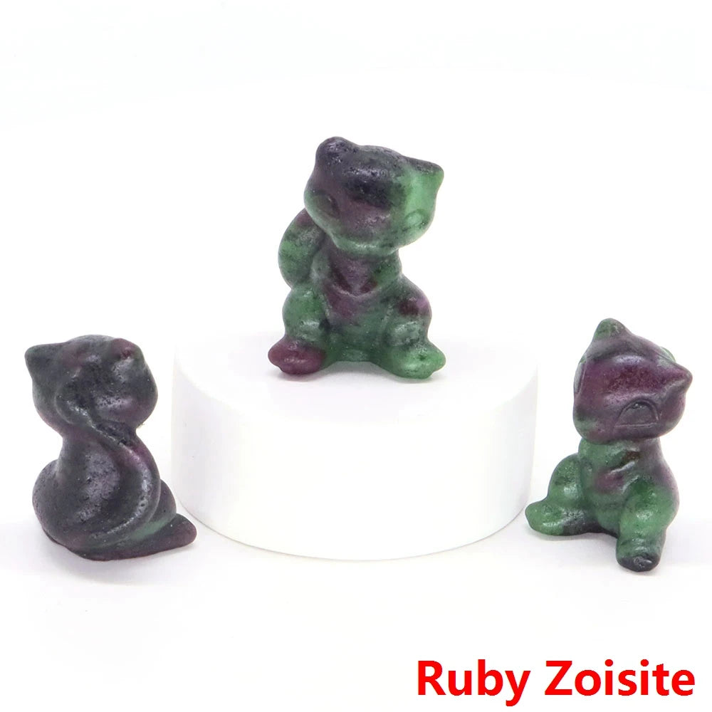 30mm Cartoon Alien Cat Statue Natural Healing Crystals Stone Carving Cute Animal Figurine Crafts Home Decor Ornament Kids Gifts