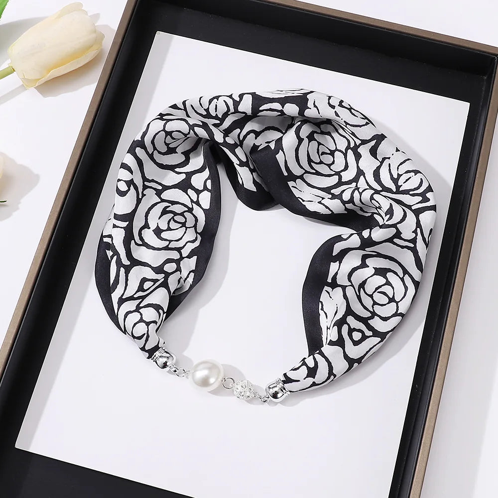 Imitation Silk Scarf Magnetic Buckle Necklace Pendant Wearing Spring and Autumn Cervical Protection for Women