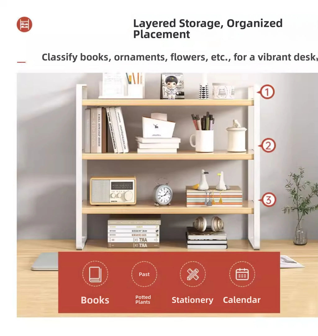 Multi-Layer Desk Organizer Rack Office Computer Table Storage Shelf Student Desktop Storage Bracket Layered Cabinet