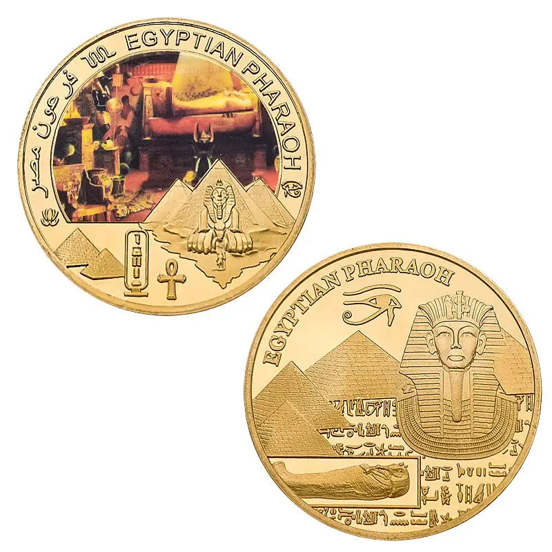Egyptian Pharaoh Gold Plated Commemorative Coin Egypt Challenge Coin Art Craft Souvenir Business Gift for Collection Home Decor