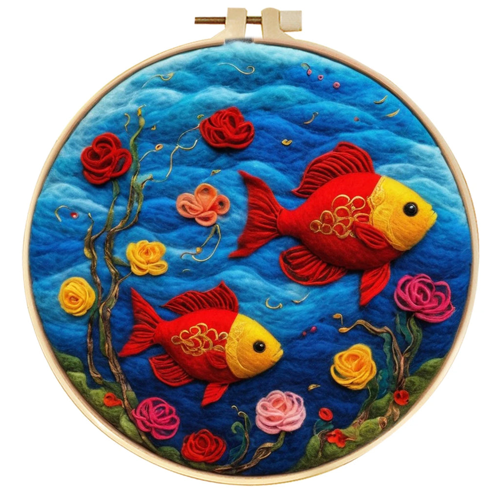 CHENISTORY the Spring Festival Wool Felting Painting Painting With Frame Kit For Beginner Handmade Felt Needles, Foam Pad,Cloth