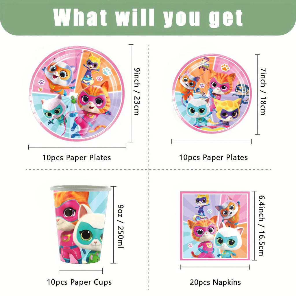 Superkitties Happy Birthday Party Decor Paw Meow Cat Super