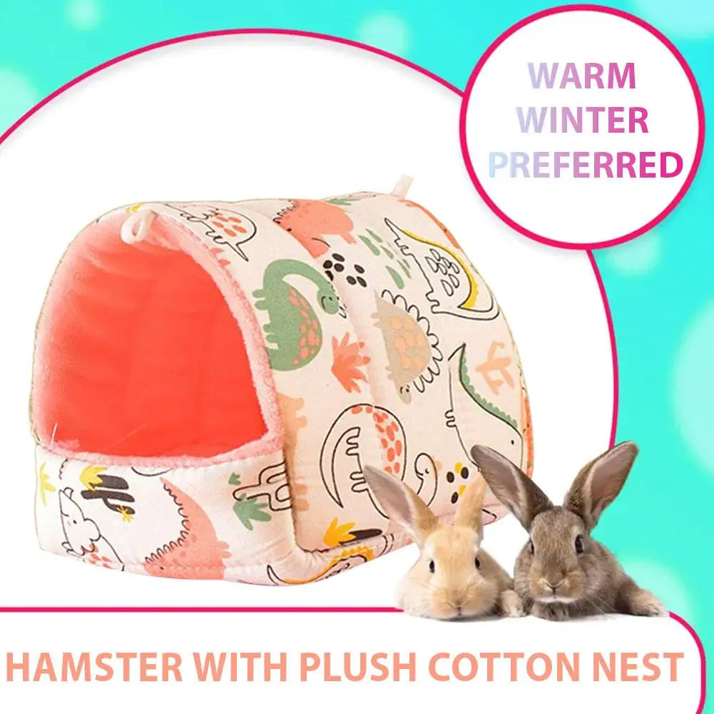 Winter Cute Cartoon Rabbit Squirrel Mini Cage Guinea House Pig Pet Soft Animal Bed Mat Small Warm Hamster Nest Sleeping S5W0