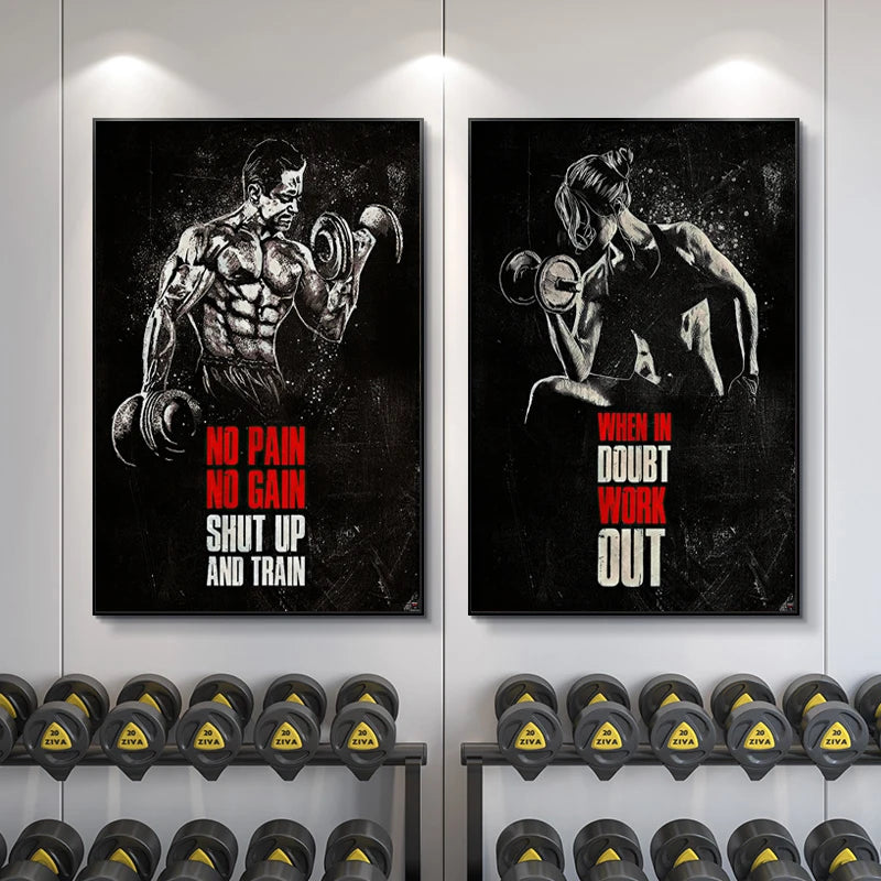 Muscle Motivation Inspirational Quotes Bodybuilding Wall Art Canvas Painting Posters Picture For Gym Fitness Office Home Decor