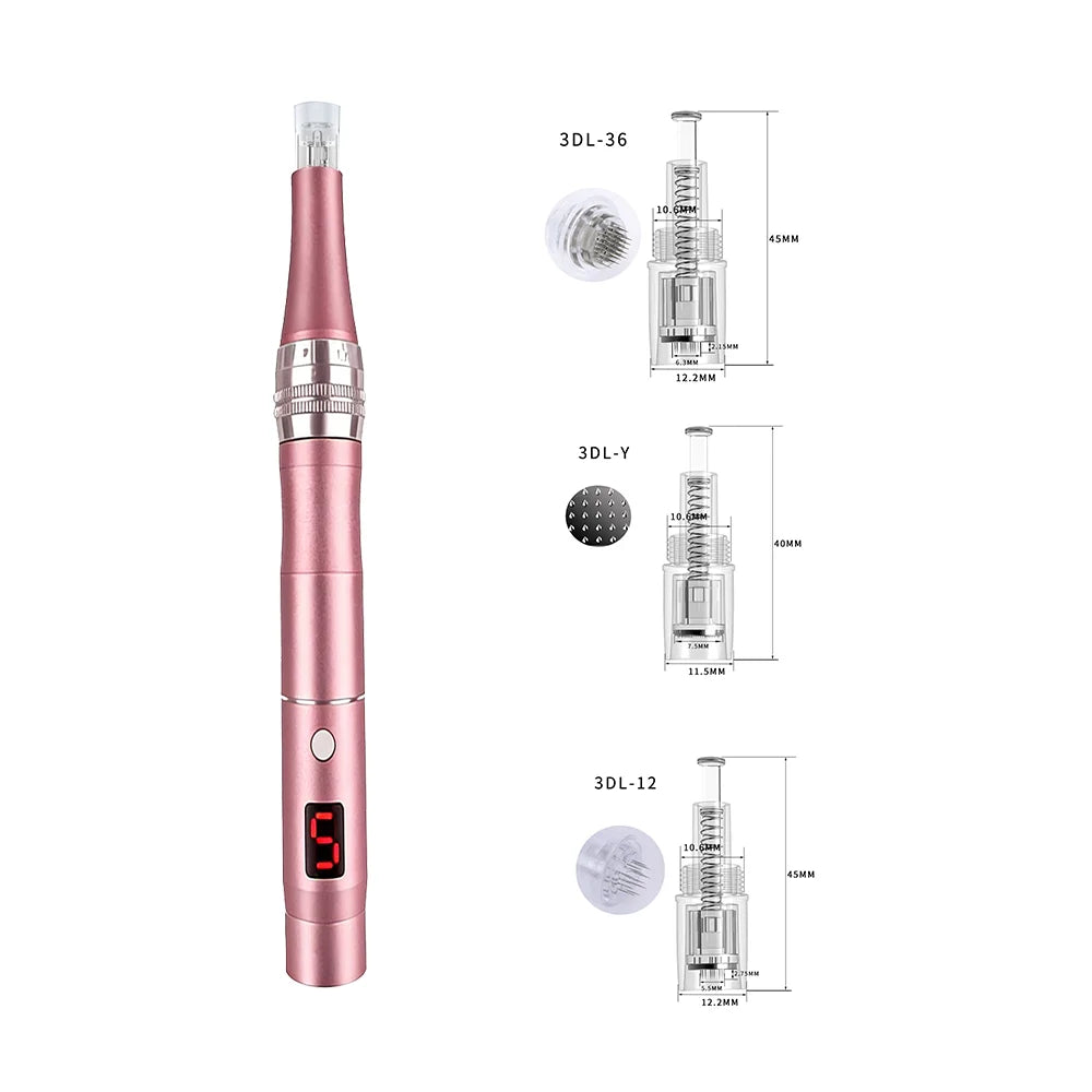 Rechargeable Portable Electric Facial Massager Lightweight with 4 Replacement Heads for Face Neck Skin Care Beauty Tool