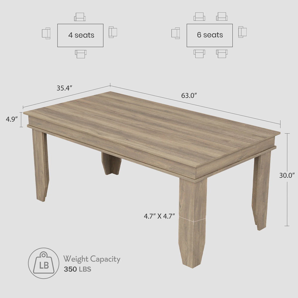 Farmhouse Rectangular Dining Table