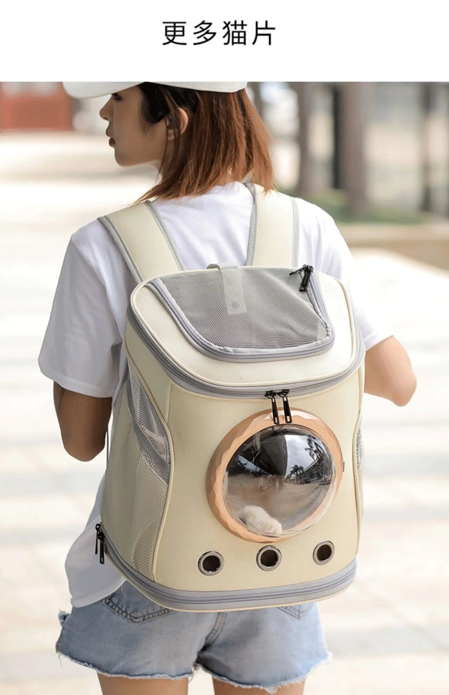 Expandable Space Capsule Pet Backpack, Large Capacity Dog & Cat Carrier with Breathable Design for Travel