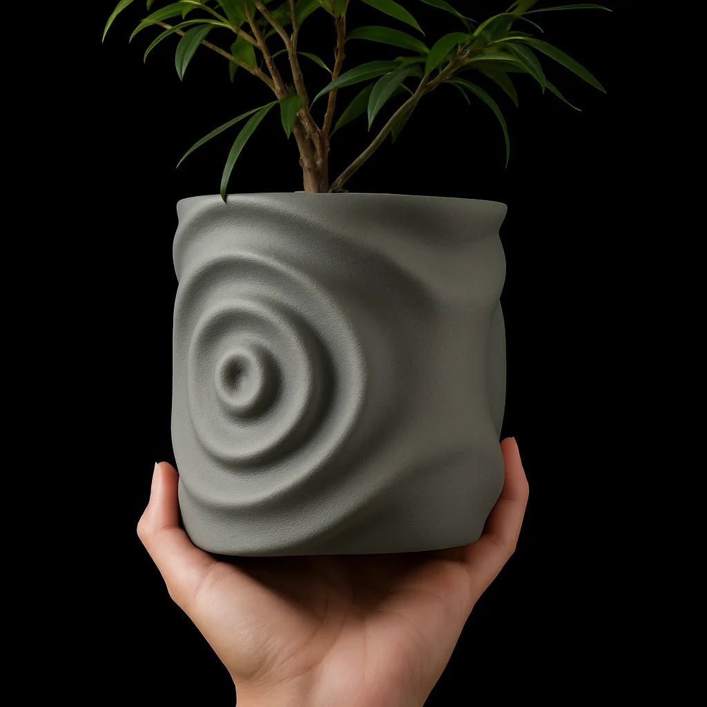 3D Printed Flower Pot Square Line Texture Rhombus Detail Modern Home Decor Biodegradable macetas