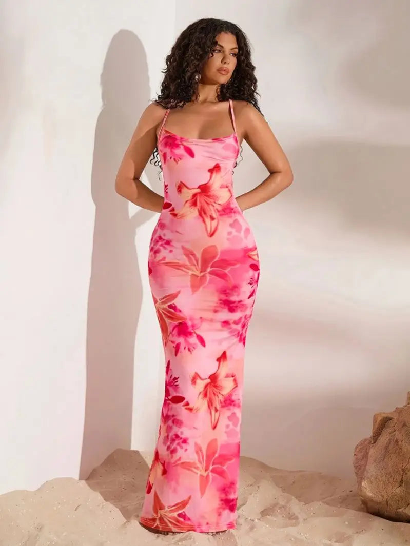 Women's Simple Camisole Tight Long Skirt Skin Friendly Sexy