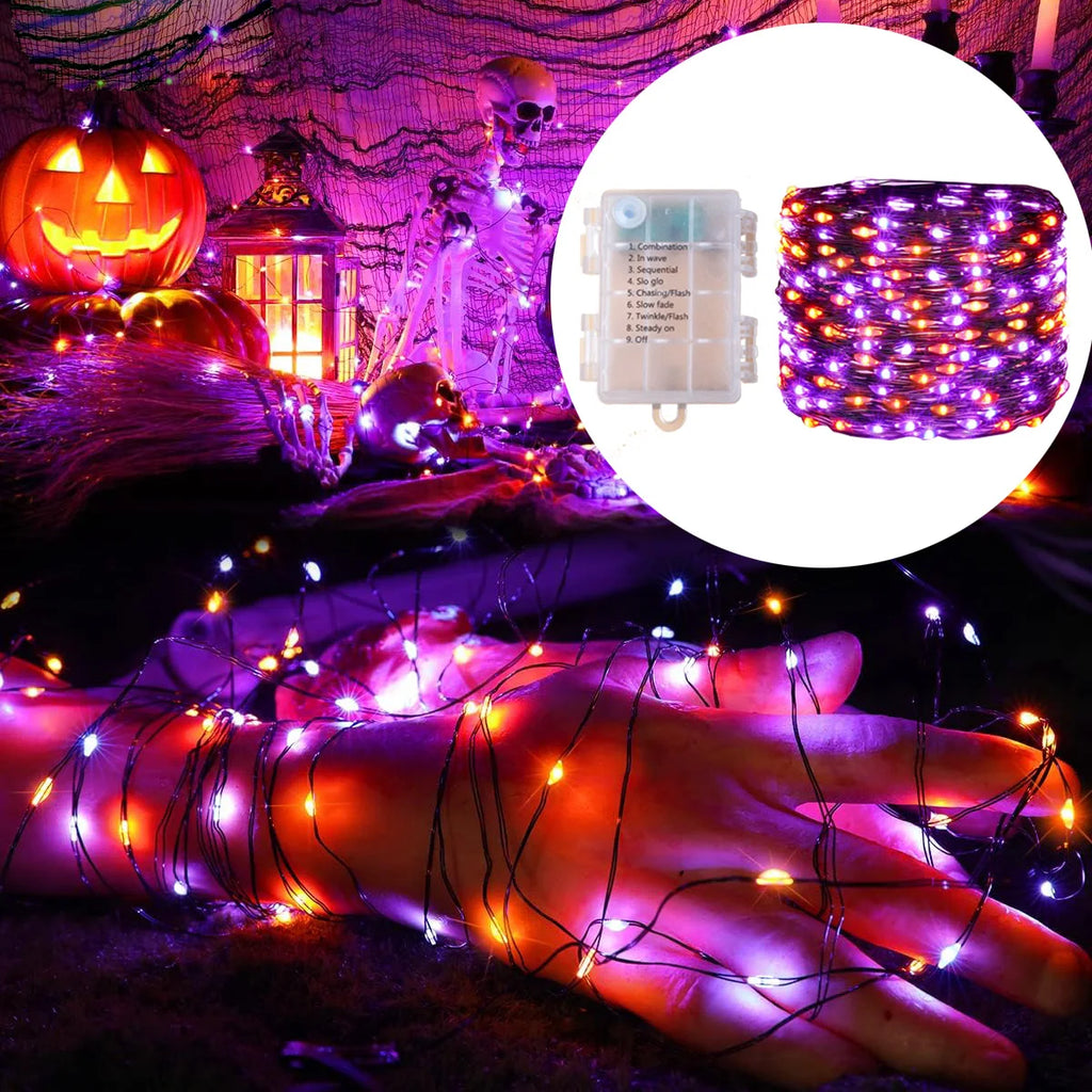 5M-20M LED Halloween Purple Orange String Fairy Lights Outdoor