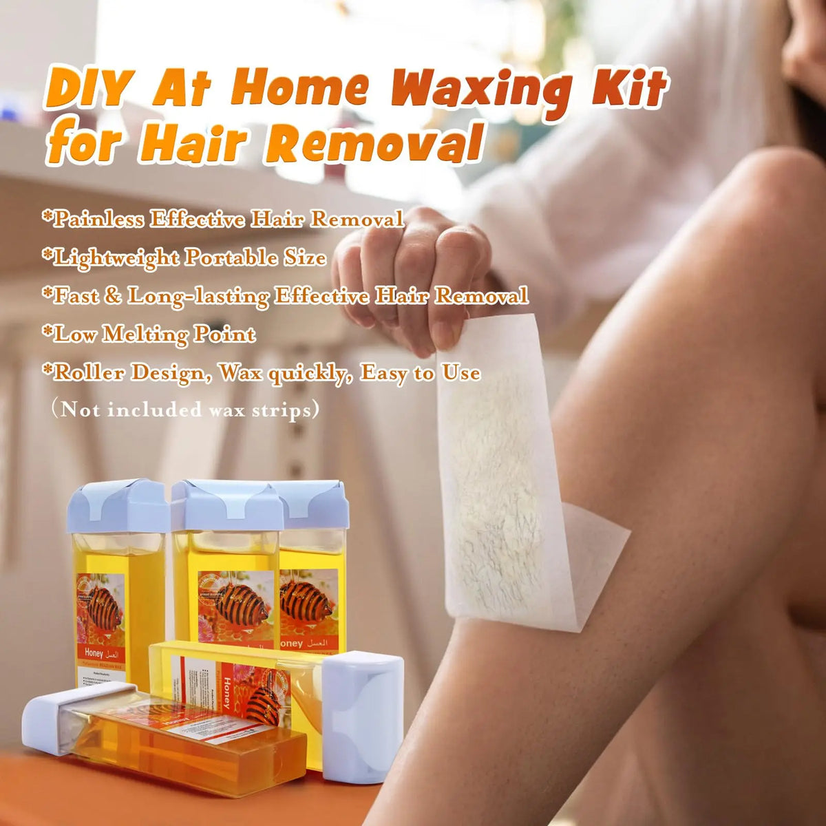 Painless Roll-On Wax Depilatory Honey & Aloe Vera Wax Cartridge
