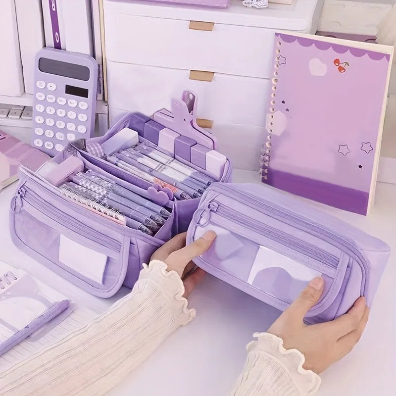 Large Capacity Pencil Case Organizer - Multi-Compartment Desktop Storage