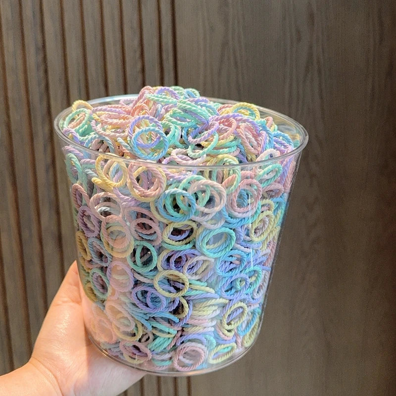 [50/100Pcs] Baby Rubber Band Does Not Hurt The Hair Small Thumb Ring High Elastic Thread Toddler Seamless Scrunchies Set