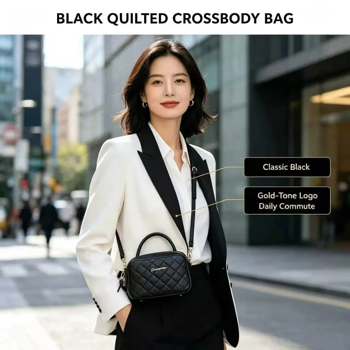 Women's Small Crossbody Bag Trend Diamond Grid embroidery Camera