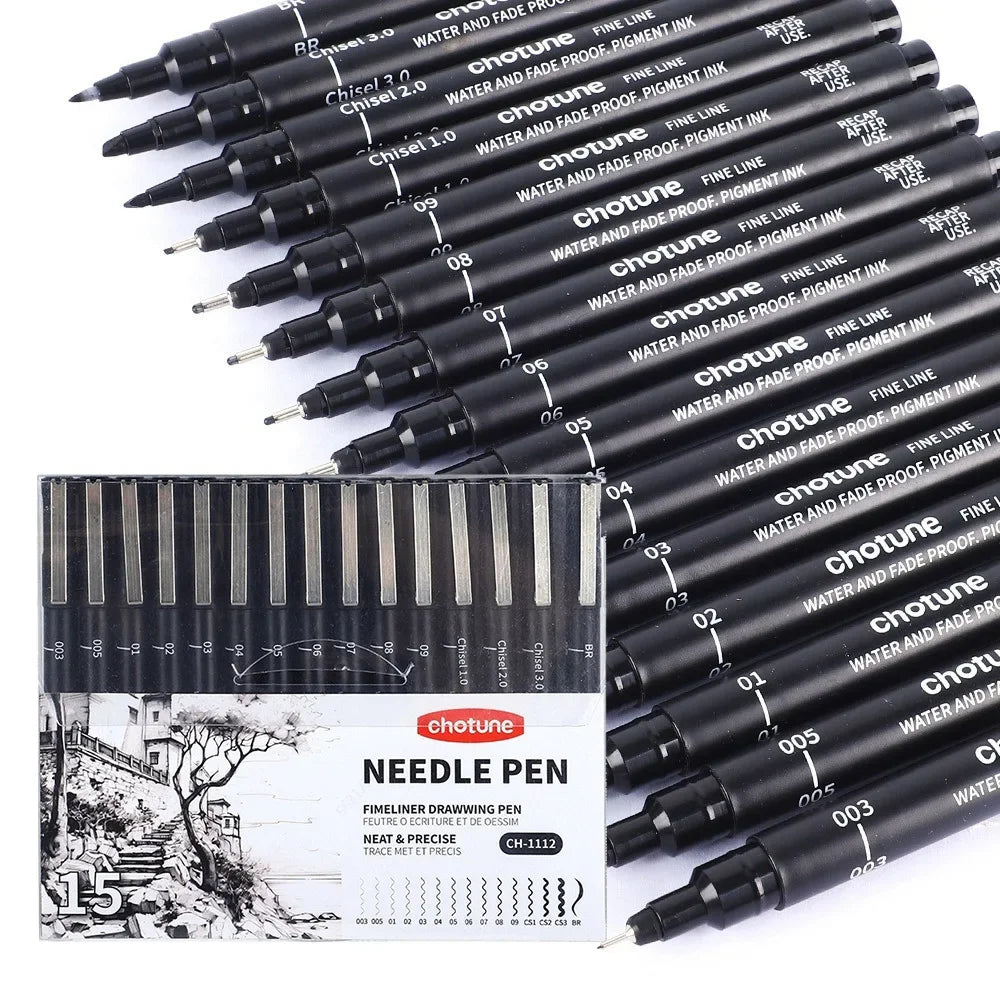 Fine Point Micro Pen Set, 15 Sizes