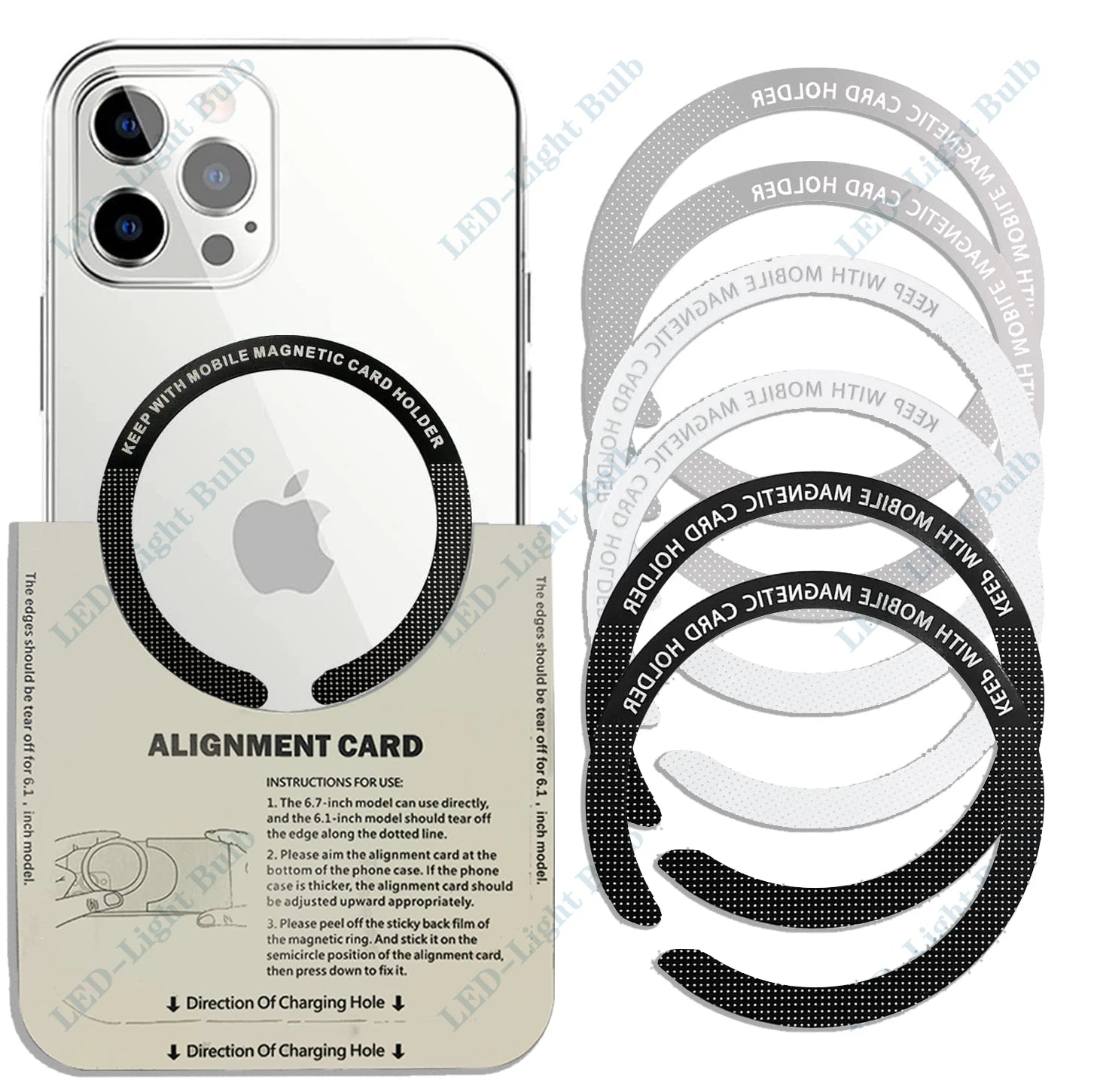 6Pcs for Magsafe Magnetic Plate Ring Universal Metal Sticker Support Wireless Charger Metal Plate Sheet for Magnet Car Holder