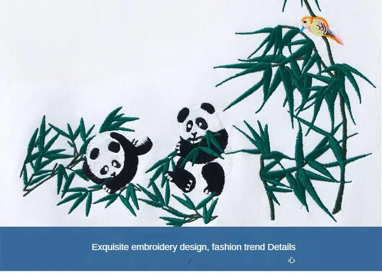 Fashion Crewneck Sweatshirt Men Bear Embroidery Hoodies Women Casual Chinese Panda Bamboo Fleece Designer Harajuku Pullover 2024