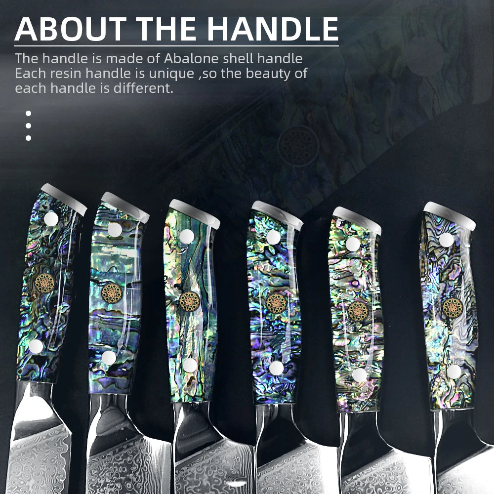 Damascus Knife Chef Knife Japanes VG10 67 Layer Steel Cleaver Paring Bread Knife Lasting Sharp Abalone Shell Handle Kitchen Gift
