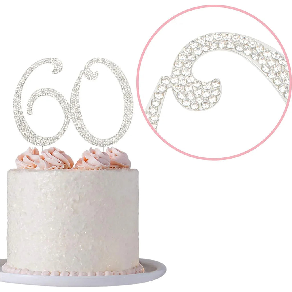 25 Cake Topper Sparkly Crystal Rhinestones Cake Topper Cake Decoration for 25th Birthday Party or or 25th Wedding Anniversary