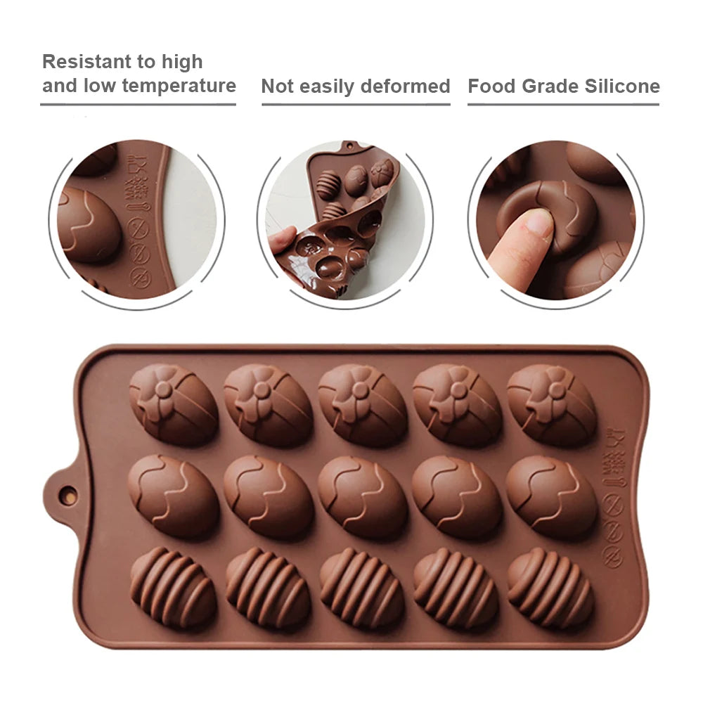 Silicone world DIY Easter Chocolate Egg Silicone Mold Nonstick Cake Decorating Baking Candy Mold Silicone 3D Mold Kitchen Gadget