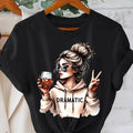 DRAMATIC 1pc Women' S Fashion Print Round Neck Short