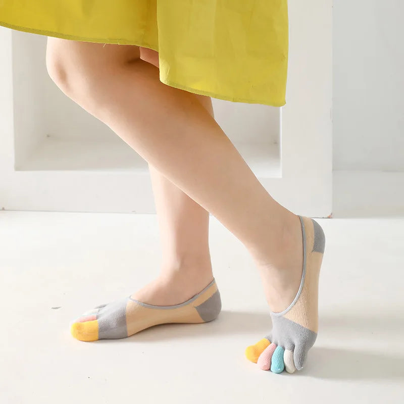 5 Pairs Summer New Five Fingers Women Socks Colorful Soft Cotton Shallow Casual Socks Split Toe Sports Socks kawaii Toe Socks