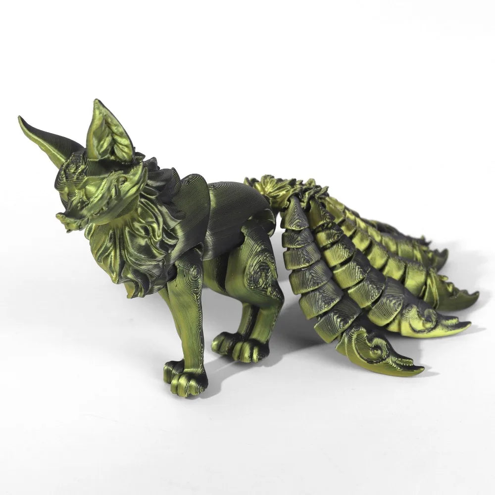 PLA 3D Printed Fox Model Multi-jointed Movable Fine-tailed Fox Doll Multicolor Articulated Animal Figurine Desktop Decoration