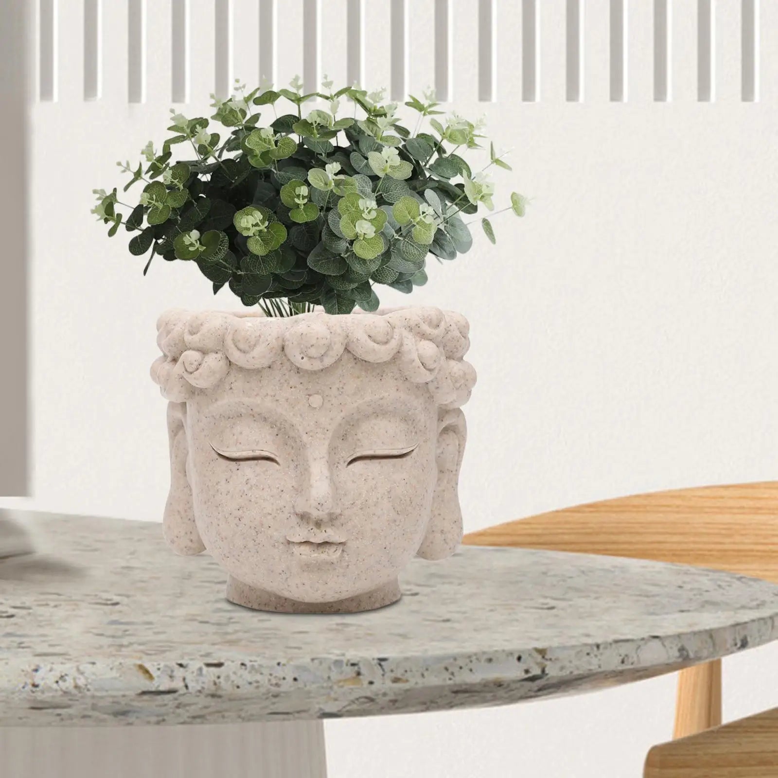 Buddha Head Flower Pot Flower Vase Decors Planters with Drainage Hole Indoor Plants Plant Containers for Kitchen Desk Garden