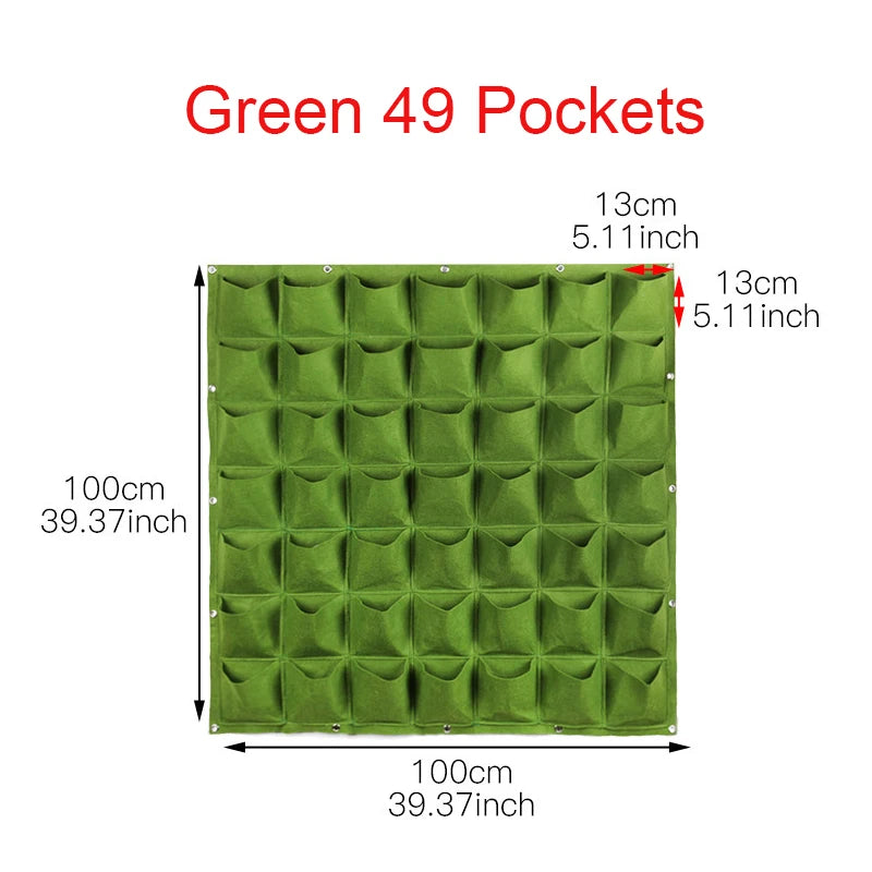 Multiple Pockets Planting Bags Garden Planter Vertical Suculentas Plant Pot Wall Hanging Planting Bags Home Decor Accessories