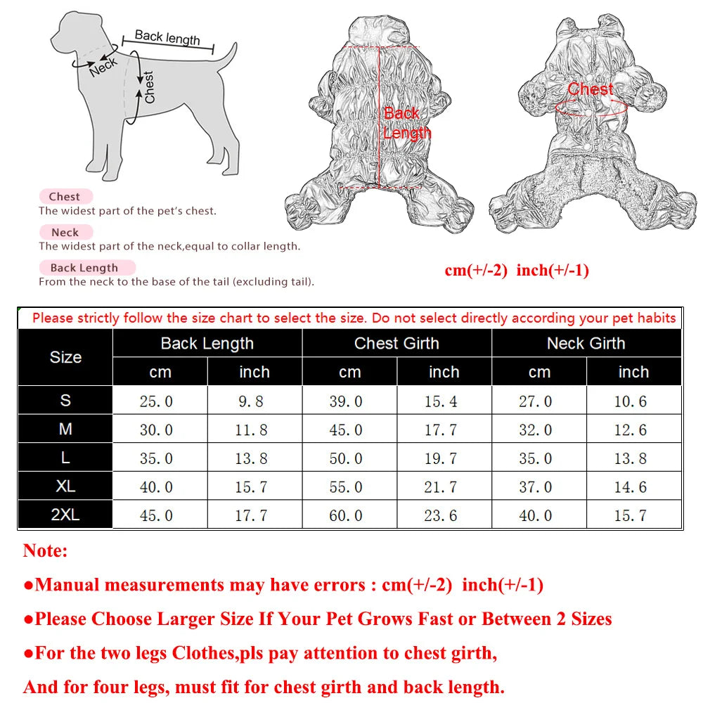 Pet Dog Jumpsuit For Small Medium Dogs Cats Autumn Winter Waterproof Dog Jacket Coat Warm Dog Clothes French Bulldog Pug Clothes