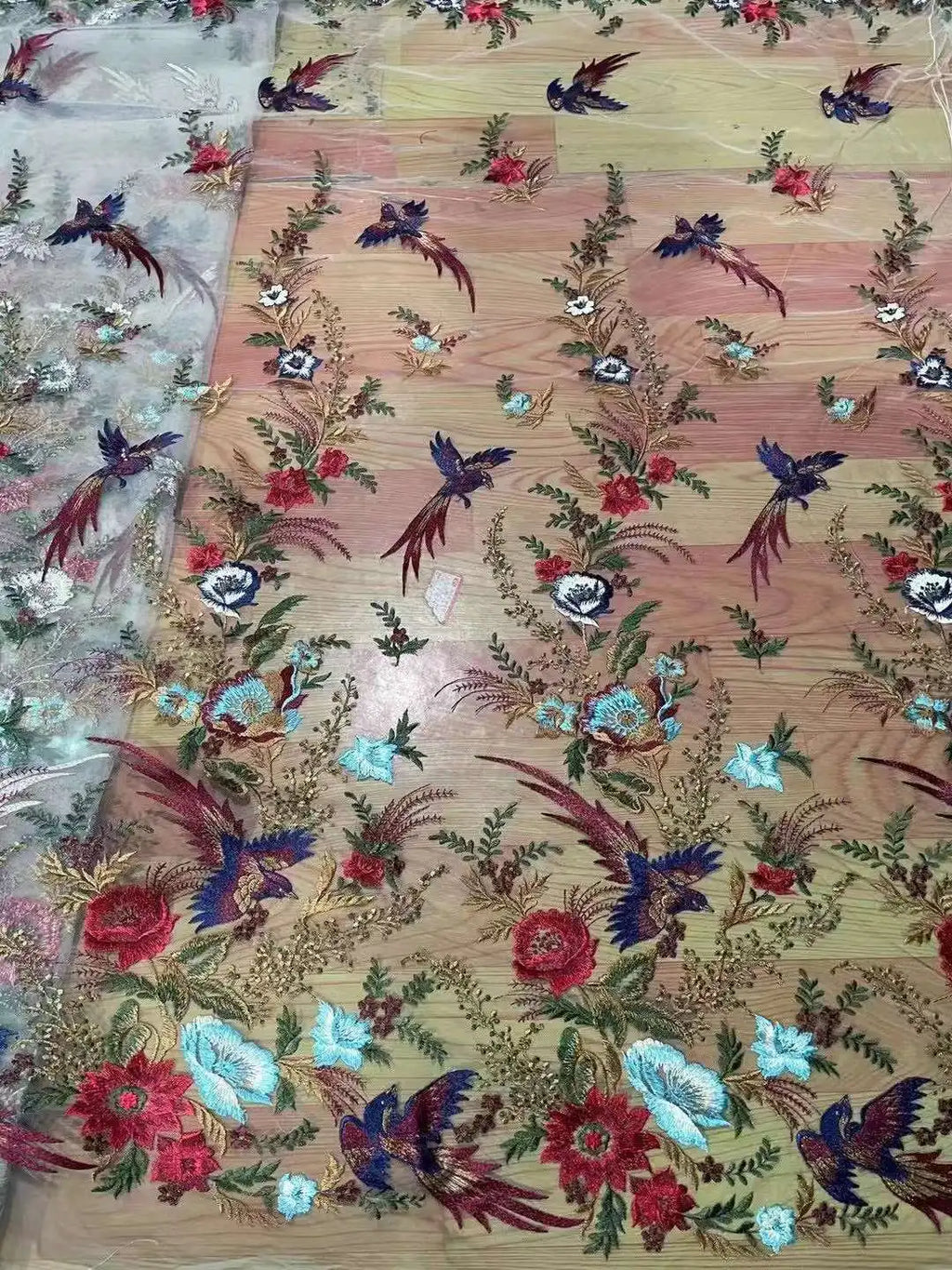 Fabric for Sewing Embroidery Birds Fabric Material for Clothes by Yard Fabric for Needlework Tulle Lace NEW 2023
