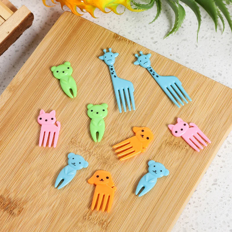 40PCS Fruit Fork Cartoon Kids Cake Fruit Toothpick Mini Animal Fork Food Grade Plastic Bento Lunch Bento Accessories Party Decor