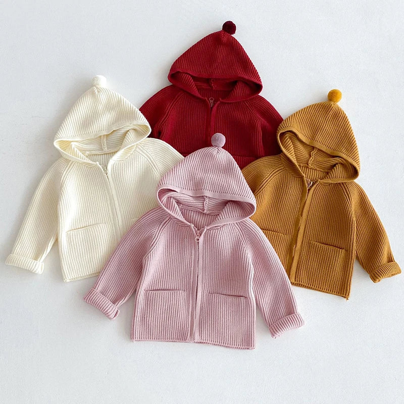 Autumn Baby Girls Hoodie Jacket Kids Sweater Long Sleeve Knitted Cardigan T-Shirt Children Tops Zipper Sweatshirt Child Coat