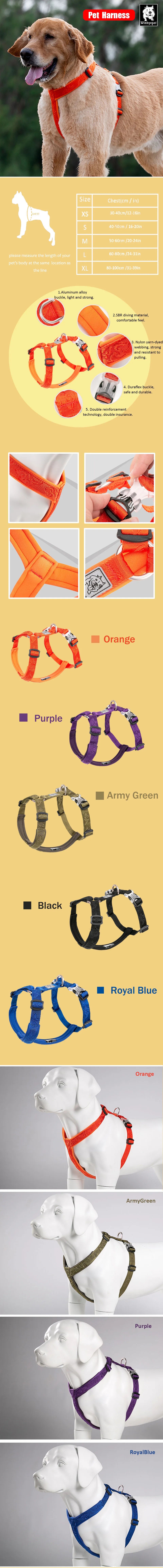 Winhyepet Small Medium Large Nylon Anti-Pull Pet Harness Suitable for outdoor travel and walking wear YH1801