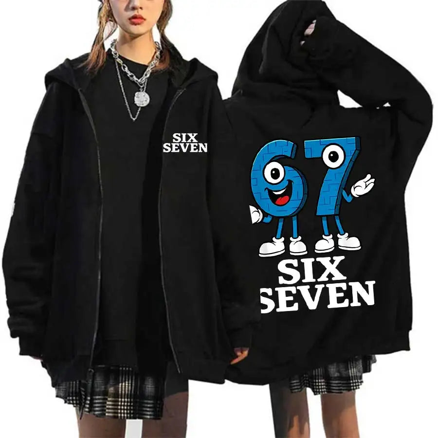 Italian Brainrot Bruh 67 Six Seven Zip up Hoodie Women Men