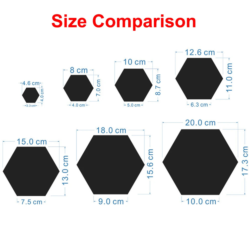 6/12pcs 3D Mirror Wall Sticker Hexagon Decal Home Decor DIY Self-adhesive Mirror Decor Stickers Art Wall Decoration 126mm Large