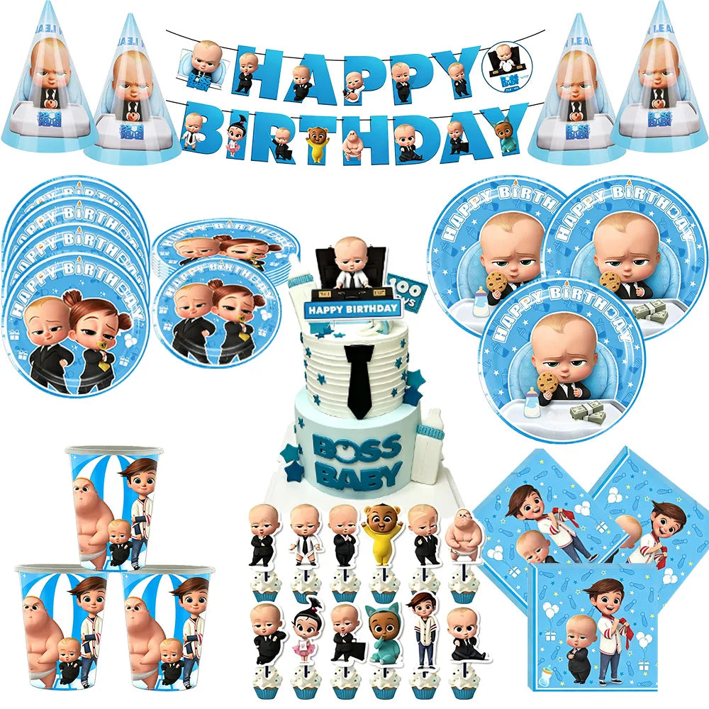 The Boss Baby Cartoon Birthday Party Decorations Backdrop Banner