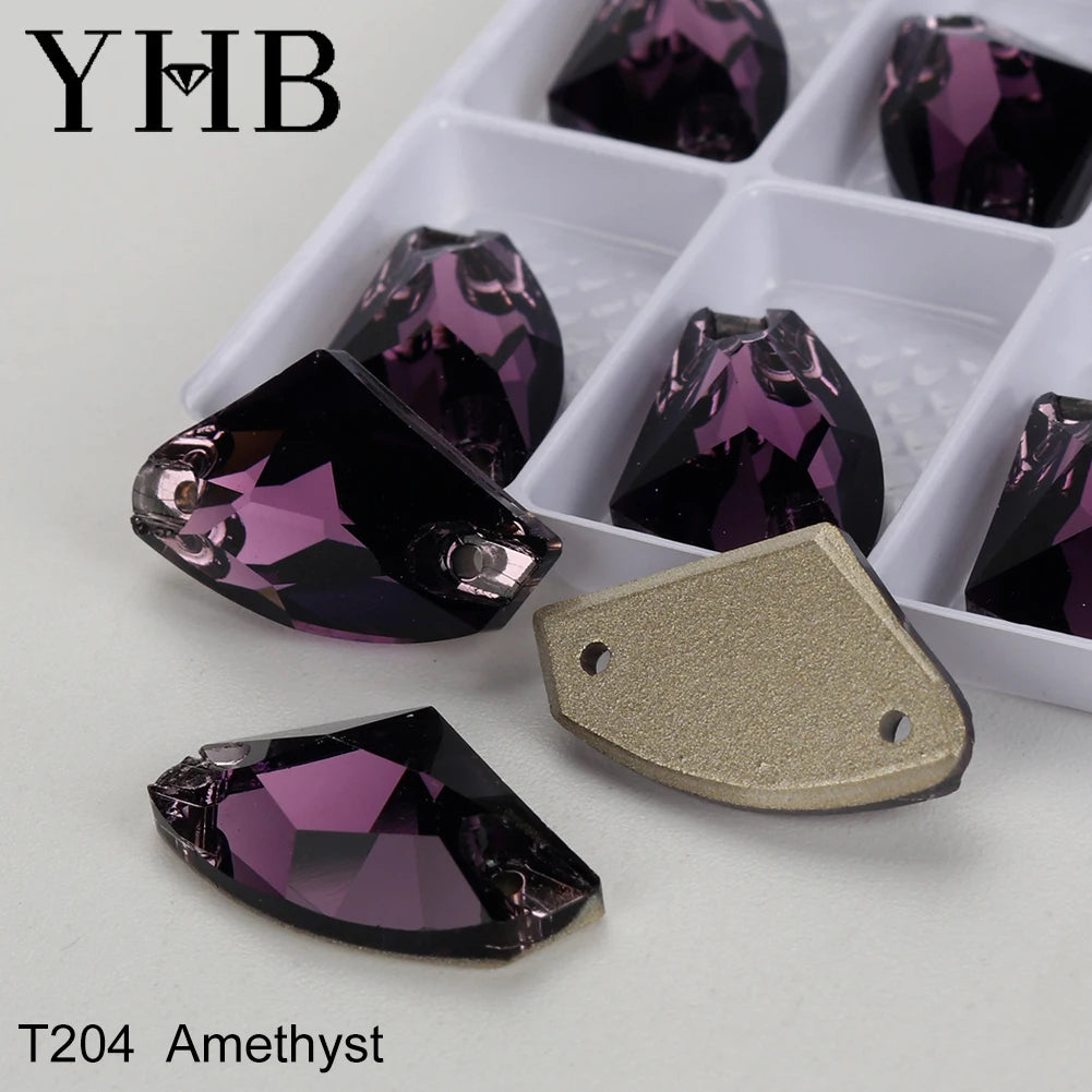 YHB Top Quality Galactic Axe Glass Crystal AB Moonlight Sewing Stones Flatback Sew on Rhinestones For Garment Clothes Bags