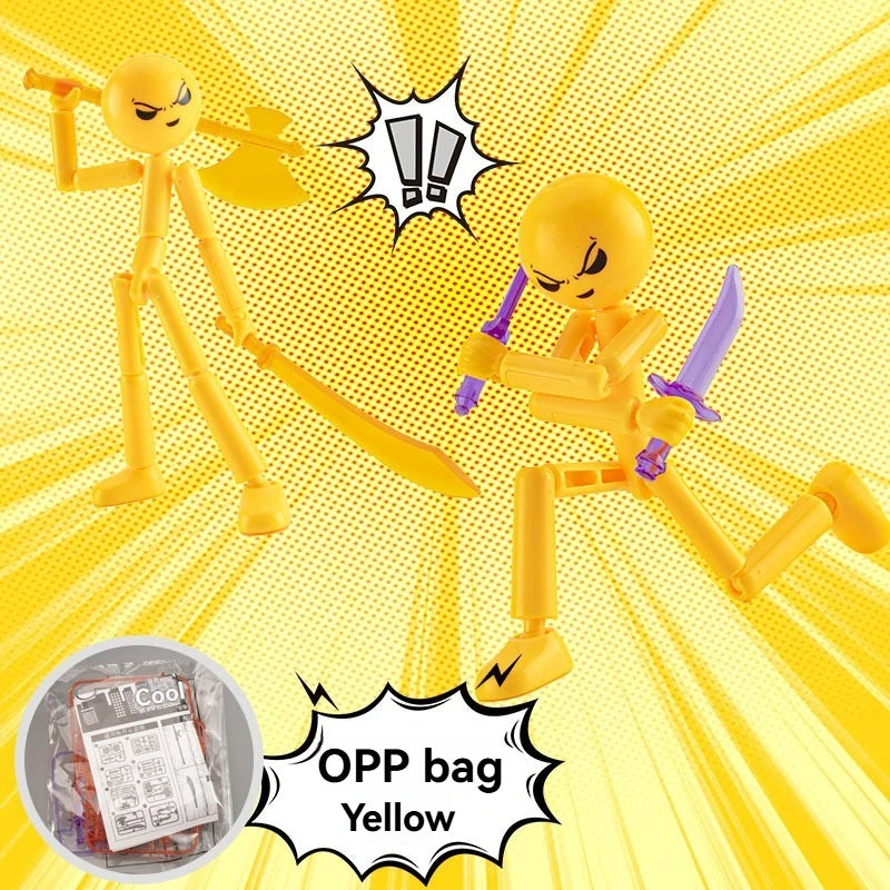 Articulated Stickman Action Figure with Movable Joints Cool Poseable Model Kit Gift for Boys Building Blocks Assembly Toys