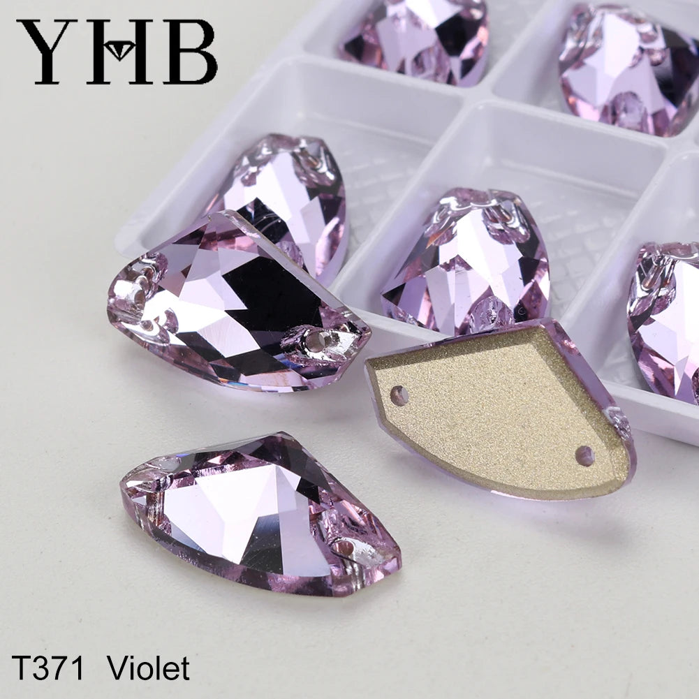 YHB Top Quality Galactic Axe Glass Crystal AB Moonlight Sewing Stones Flatback Sew on Rhinestones For Garment Clothes Bags