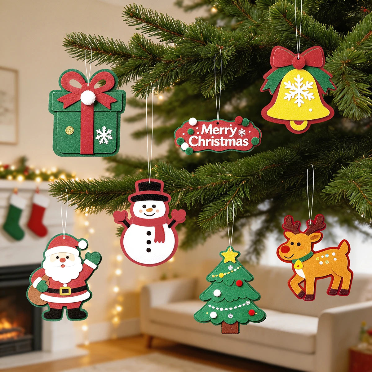 Christmas Tree Hanging Ornaments Party Decorations; Old Man Snowman Deer Holiday Party Atmosphere Props