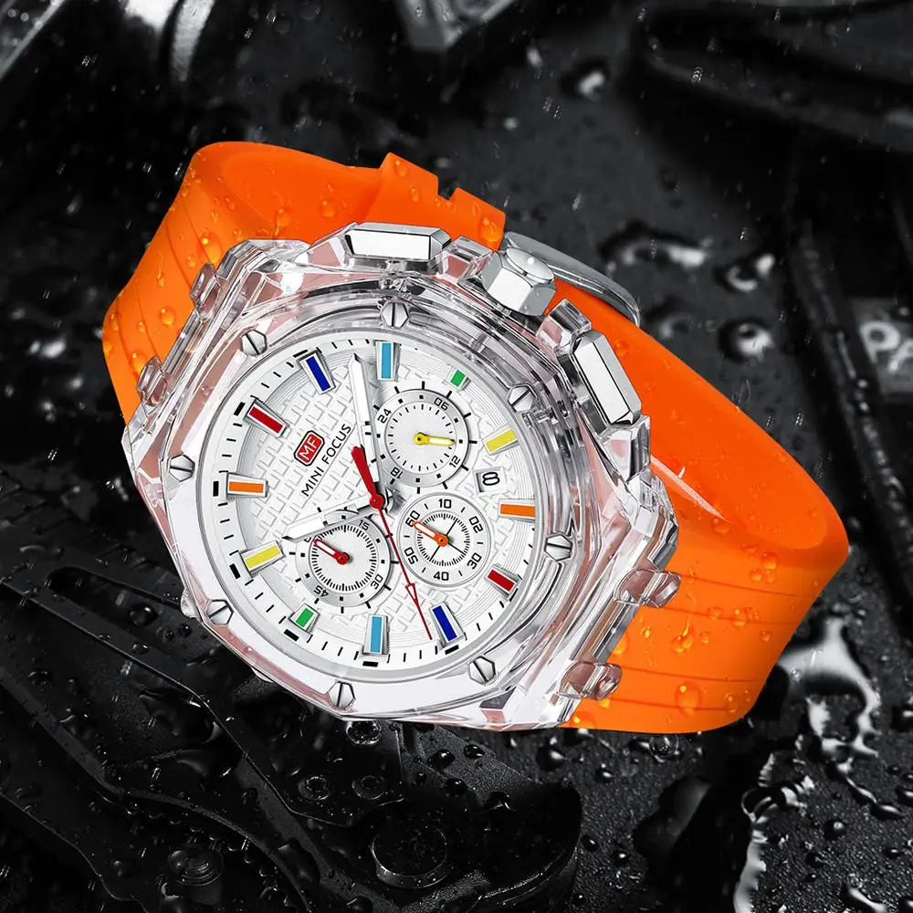 MINI Focus Men's Ultra-light Octagonal Quartz Watch Transparent