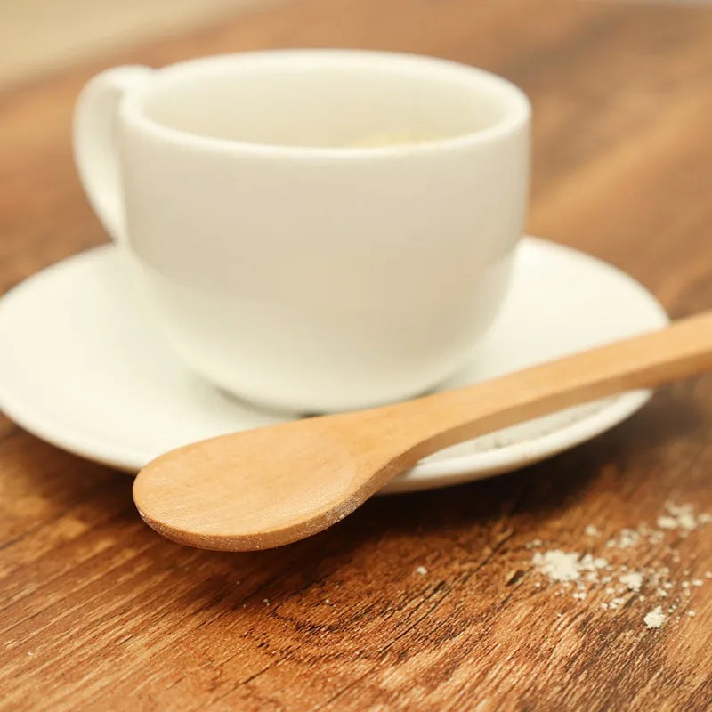 20/1Pcs Natural Wood Spoons Long Handle Soup Stirring Spoons Coffee Milk Teaspoon Scoops Home Kitchen Tableware Cooking Tools
