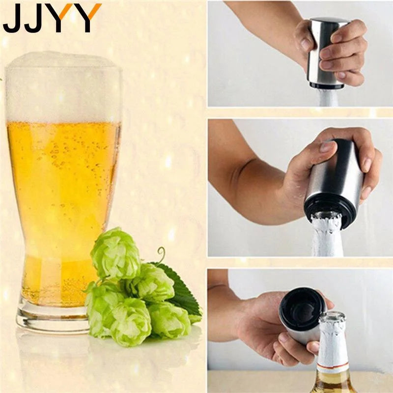 Automatic Beer Bottle Opener Magnet Beer Opener Push Down Opener Wine Beer Soda Cap Opener Stonego Kitchen Accessories