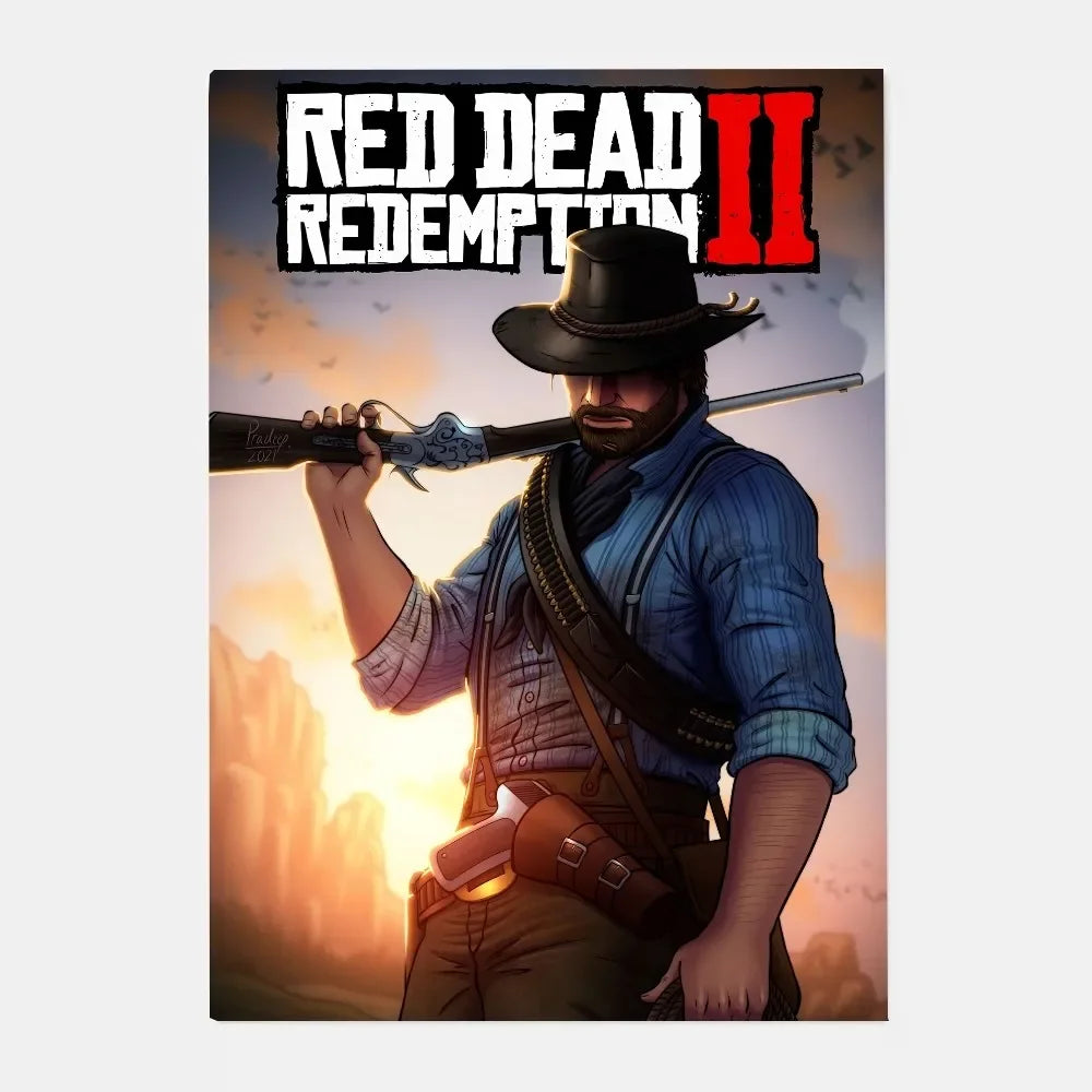 Game R-Red Dead Redemption 2 RDR2 Poster HD art canvas painting home living room bar decoration