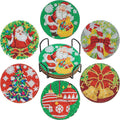 PhotoCustom 6pc/Sets Diamond Painting Coasters 5D DIY Round Diamond Mosaic Mandala Cup Coasters With Holder Kitchen Accessories
