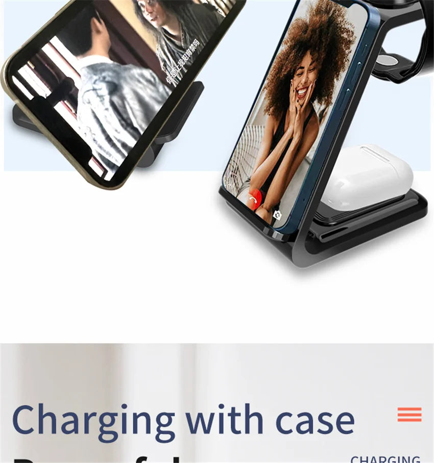 3 in 1 Wireless Charger Stand Fast Charging Dock Station for iPhone 17-12 X XR 8 Apple Watch 6 7 8 iWatch Airpods Pro