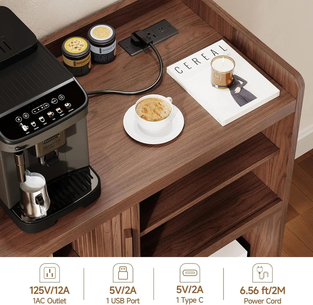 Modern Electric Buffet Cabinet With Outlet, 44-Inch