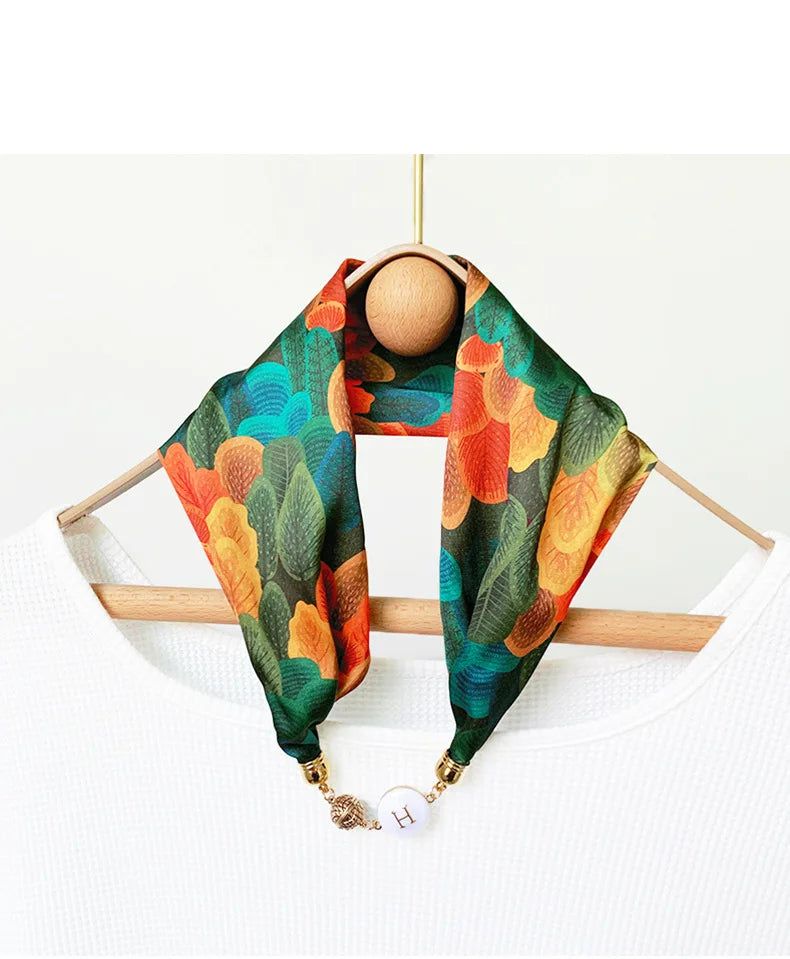 Imitation Silk Scarf Magnetic Buckle Necklace Pendant Wearing Spring and Autumn Cervical Protection for Women