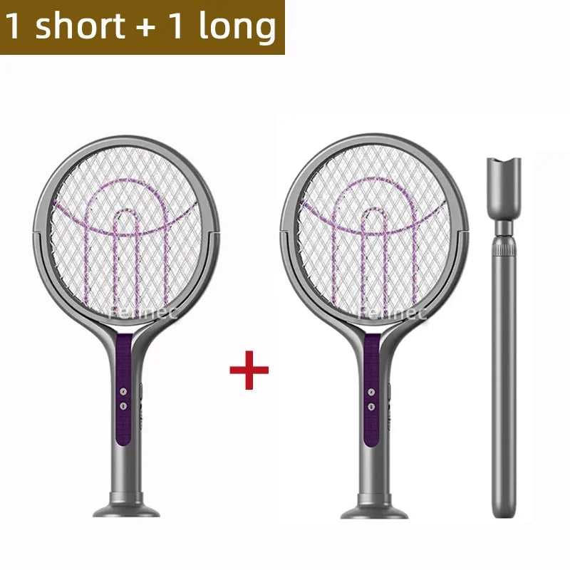 Rotating Head Electric Fly Swatter USB Rechargeable Mosquito Killer Multi Functional Electronic Flyswatter Trap Lamp for Flies